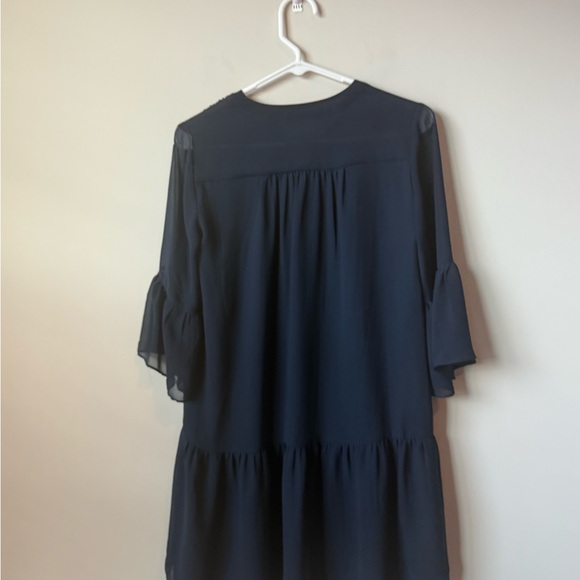 LOFT Navy Blue Long Sleeve semi sheer mini dress size 0 - Picture 6 of 8